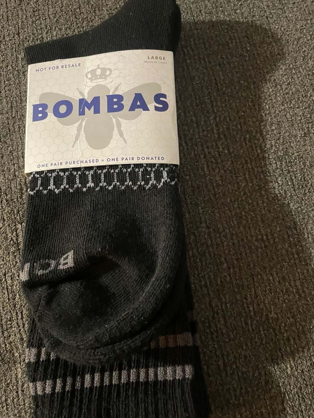 Bombas Calf Socks Size Large Black Honeycomb Arch Support 6 pairs